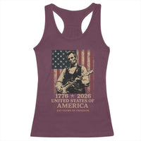 Vintage Abraham Lincoln Abe Lincoln Playing Guitar 250 Years Racerback Tank Top 1776 2026 Humor Patriotic USA Flag