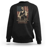 Vintage Abraham Lincoln Abe Lincoln Playing Guitar 250 Years Sweatshirt 1776 2026 Humor Patriotic USA Flag