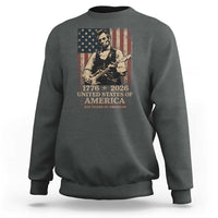 Vintage Abraham Lincoln Abe Lincoln Playing Guitar 250 Years Sweatshirt 1776 2026 Humor Patriotic USA Flag