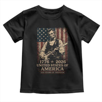 Vintage Abraham Lincoln Abe Lincoln Playing Guitar 250 Years Toddler T Shirt 1776 2026 Humor Patriotic USA Flag