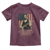 Vintage Abraham Lincoln Abe Lincoln Playing Guitar 250 Years Toddler T Shirt 1776 2026 Humor Patriotic USA Flag