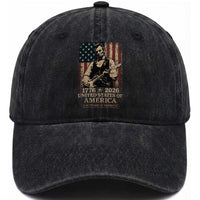 Vintage Abraham Lincoln Abe Lincoln Playing Guitar 250 Years Washed Cotton Baseball Cap 1776 2026 Humor Patriotic USA Flag