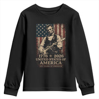 Vintage Abraham Lincoln Abe Lincoln Playing Guitar 250 Years Youth Sweatshirt 1776 2026 Humor Patriotic USA Flag