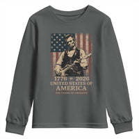 Vintage Abraham Lincoln Abe Lincoln Playing Guitar 250 Years Youth Sweatshirt 1776 2026 Humor Patriotic USA Flag