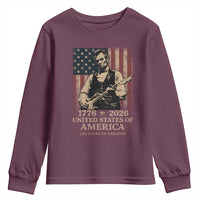 Vintage Abraham Lincoln Abe Lincoln Playing Guitar 250 Years Youth Sweatshirt 1776 2026 Humor Patriotic USA Flag