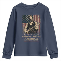 Vintage Abraham Lincoln Abe Lincoln Playing Guitar 250 Years Youth Sweatshirt 1776 2026 Humor Patriotic USA Flag