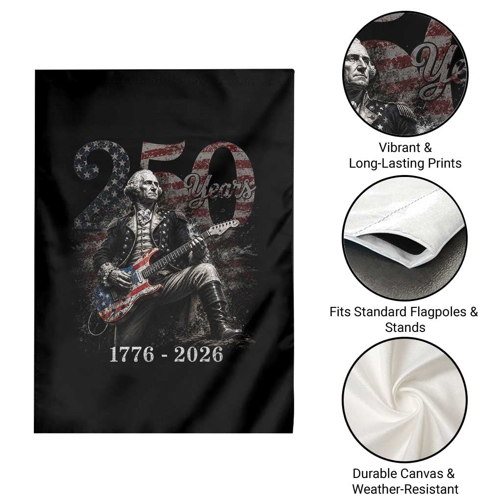 Vintage George Washington Playing Guitar 250 Years Garden Flag 1776 2026 Humor Patriotic USA Flag