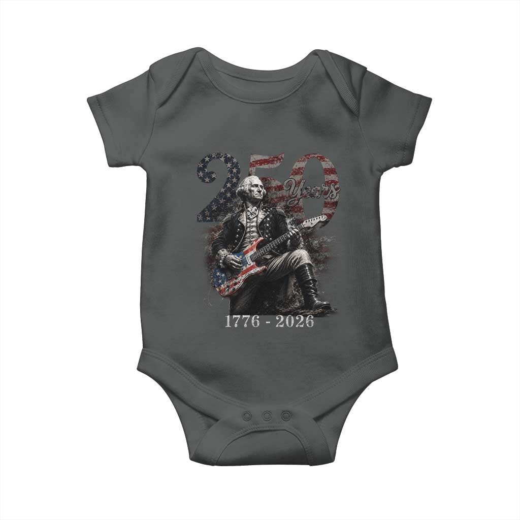 Vintage George Washington Playing Guitar 250 Years Baby Onesie 1776 2026 Humor Patriotic USA Flag