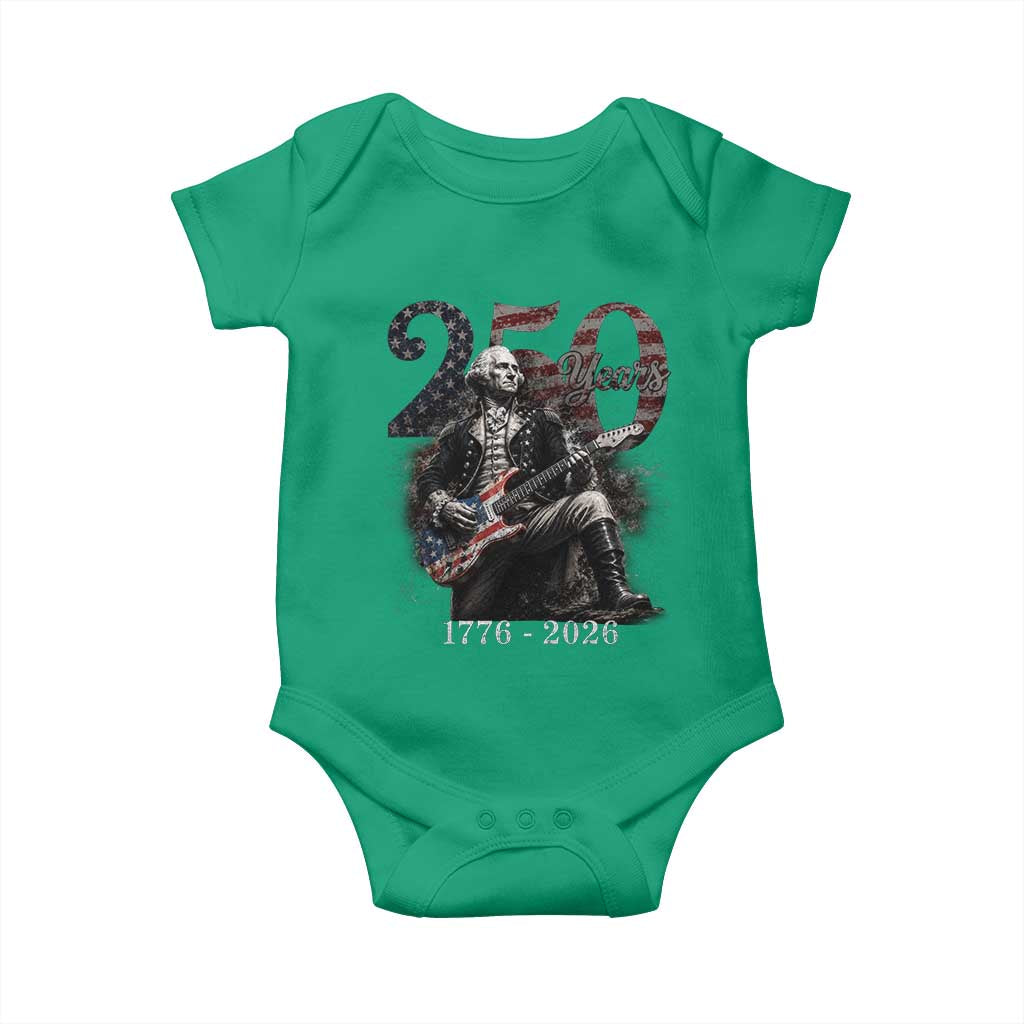 Vintage George Washington Playing Guitar 250 Years Baby Onesie 1776 2026 Humor Patriotic USA Flag