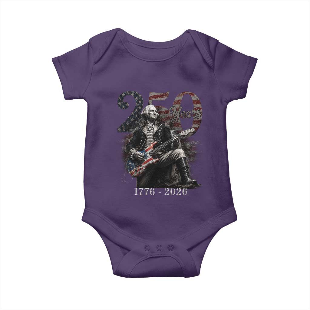 Vintage George Washington Playing Guitar 250 Years Baby Onesie 1776 2026 Humor Patriotic USA Flag