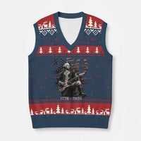 Vintage George Washington Playing Guitar 250 Years V-Neck Knit Sweater Vest 1776 2026 Humor Patriotic USA Flag