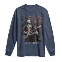 Vintage George Washington Playing Guitar 250 Years Long Sleeve Shirt 1776 2026 Humor Patriotic USA Flag