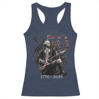 Vintage George Washington Playing Guitar 250 Years Racerback Tank Top 1776 2026 Humor Patriotic USA Flag