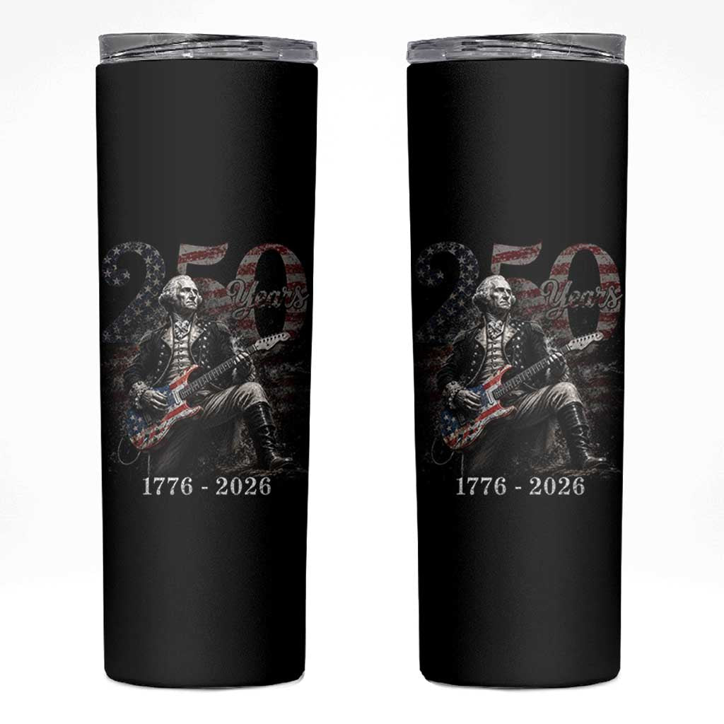 Vintage George Washington Playing Guitar 250 Years Skinny Tumbler 1776 2026 Humor Patriotic USA Flag