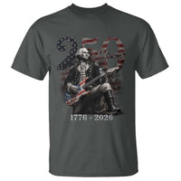 Vintage George Washington Playing Guitar 250 Years T Shirt 1776 2026 Humor Patriotic USA Flag