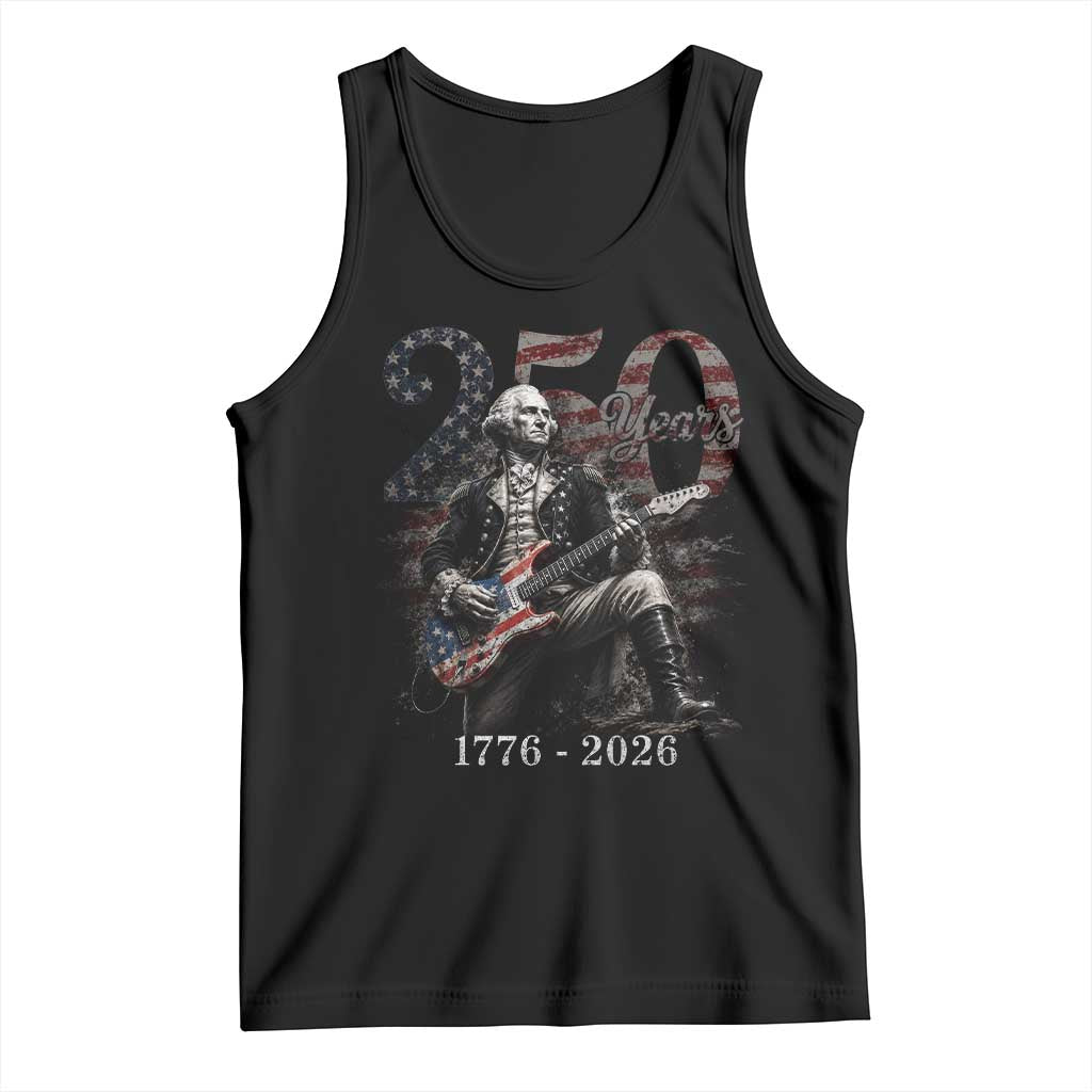 Vintage George Washington Playing Guitar 250 Years Tank Top 1776 2026 Humor Patriotic USA Flag