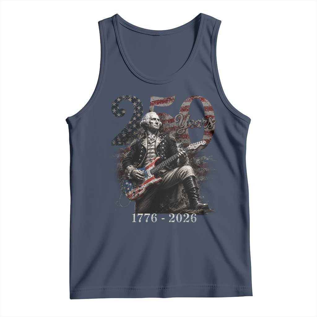 Vintage George Washington Playing Guitar 250 Years Tank Top 1776 2026 Humor Patriotic USA Flag