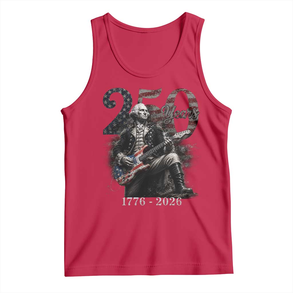 Vintage George Washington Playing Guitar 250 Years Tank Top 1776 2026 Humor Patriotic USA Flag