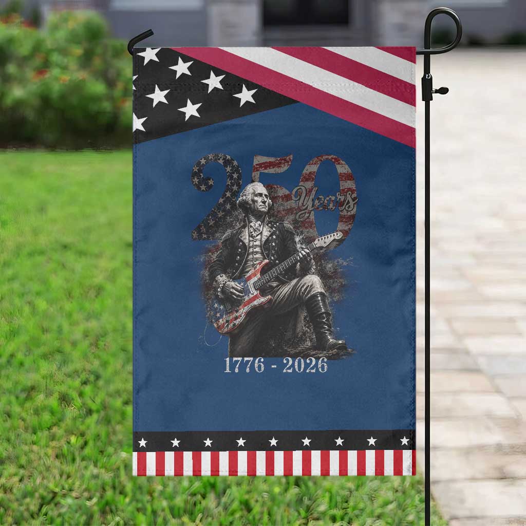 Vintage George Washington Playing Guitar 250 Years Patriotic Garden Flag 1776 2026 Humor Patriotic USA Flag