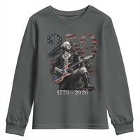 Vintage George Washington Playing Guitar 250 Years Youth Sweatshirt 1776 2026 Humor Patriotic USA Flag