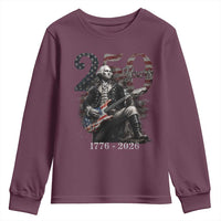 Vintage George Washington Playing Guitar 250 Years Youth Sweatshirt 1776 2026 Humor Patriotic USA Flag