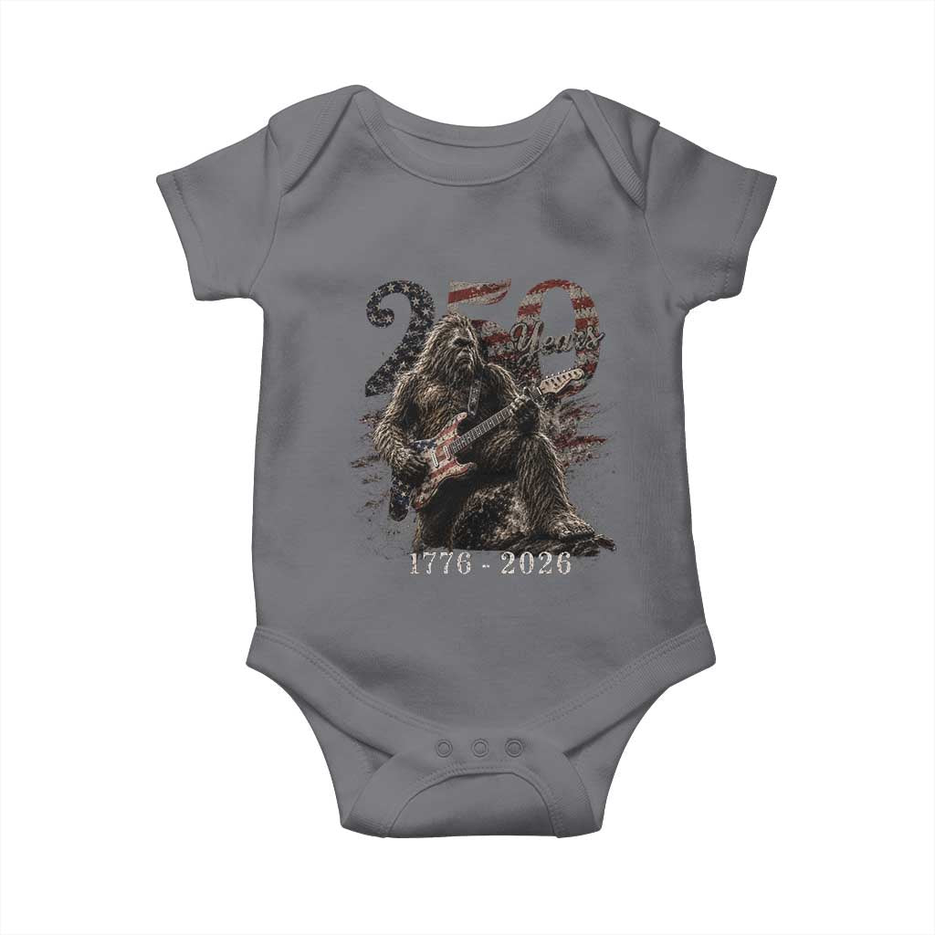 Vintage Bigfoot Playing Guitar 250 Years Baby Onesie 1776 2026 Bigfoot Patriotic USA Flag Sasquatch