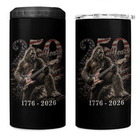 Vintage Bigfoot Playing Guitar 250 Years 4 in 1 Can Cooler Tumbler 1776 2026 Bigfoot Patriotic USA Flag Sasquatch