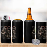 Vintage Bigfoot Playing Guitar 250 Years 4 in 1 Can Cooler Tumbler 1776 2026 Bigfoot Patriotic USA Flag Sasquatch