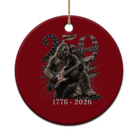 Vintage Bigfoot Playing Guitar 250 Years Ceramic Ornament 1776 2026 Bigfoot Patriotic USA Flag Sasquatch