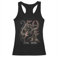 Vintage Bigfoot Playing Guitar 250 Years Racerback Tank Top 1776 2026 Bigfoot Patriotic USA Flag Sasquatch
