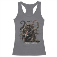 Vintage Bigfoot Playing Guitar 250 Years Racerback Tank Top 1776 2026 Bigfoot Patriotic USA Flag Sasquatch