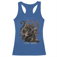 Vintage Bigfoot Playing Guitar 250 Years Racerback Tank Top 1776 2026 Bigfoot Patriotic USA Flag Sasquatch