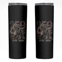 Vintage Bigfoot Playing Guitar 250 Years Skinny Tumbler 1776 2026 Bigfoot Patriotic USA Flag Sasquatch