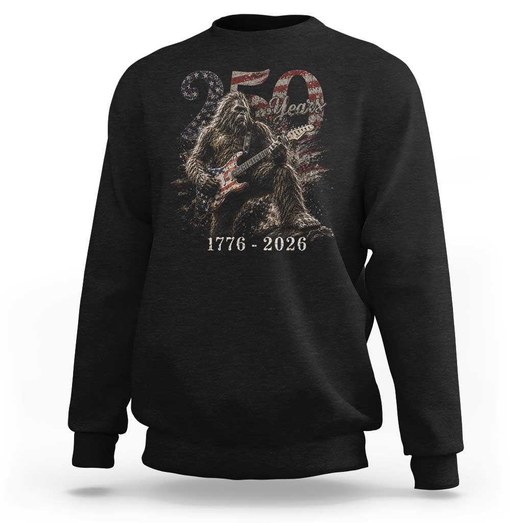 Vintage Bigfoot Playing Guitar 250 Years Sweatshirt 1776 2026 Bigfoot Patriotic USA Flag Sasquatch