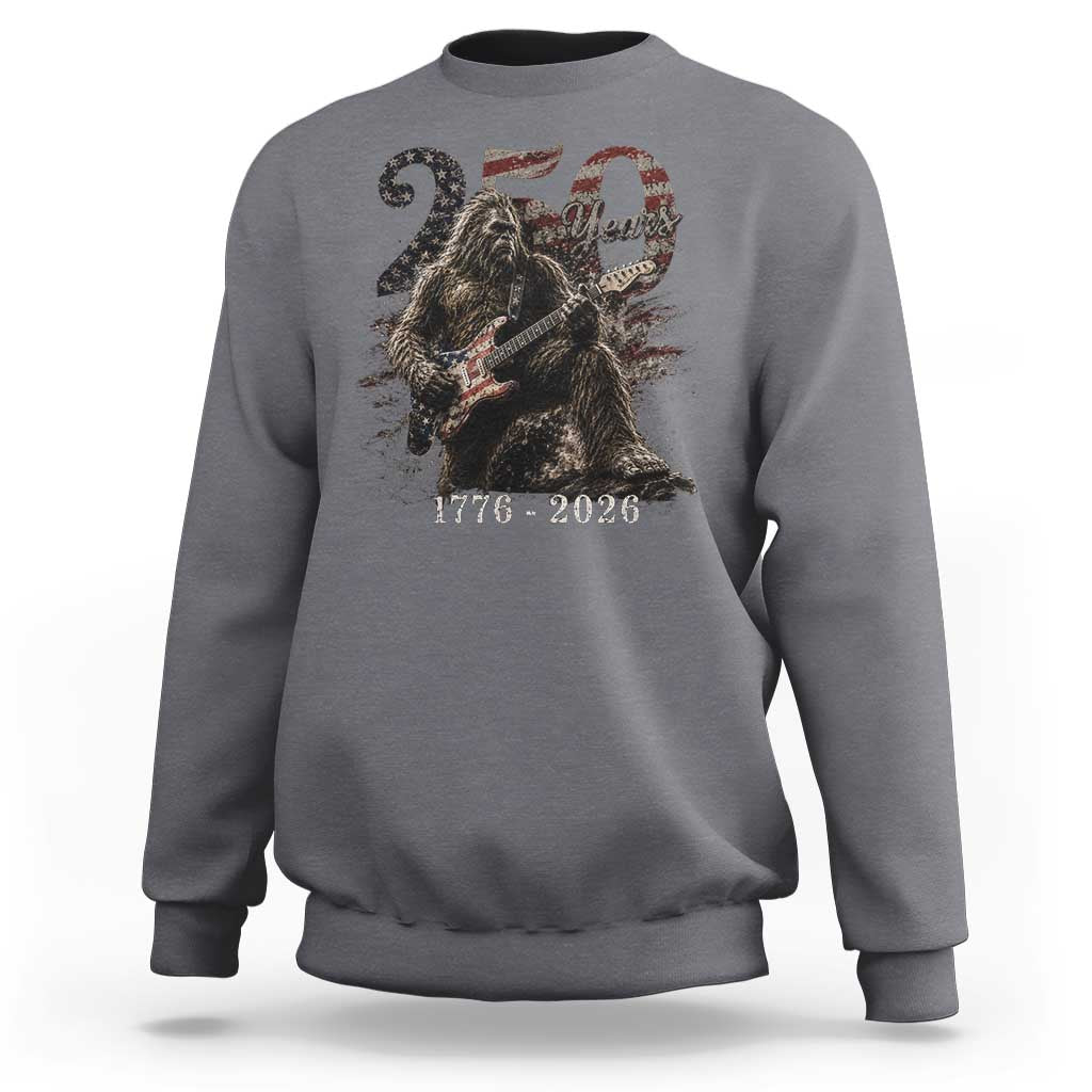 Vintage Bigfoot Playing Guitar 250 Years Sweatshirt 1776 2026 Bigfoot Patriotic USA Flag Sasquatch