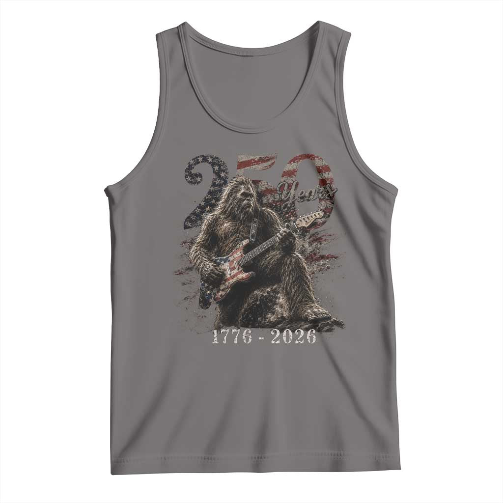 Vintage Bigfoot Playing Guitar 250 Years Tank Top 1776 2026 Bigfoot Patriotic USA Flag Sasquatch