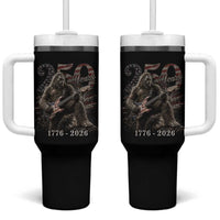 Vintage Bigfoot Playing Guitar 250 Years Tumbler With Handle 1776 2026 Bigfoot Patriotic USA Flag Sasquatch