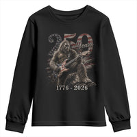 Vintage Bigfoot Playing Guitar 250 Years Youth Sweatshirt 1776 2026 Bigfoot Patriotic USA Flag Sasquatch