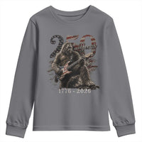 Vintage Bigfoot Playing Guitar 250 Years Youth Sweatshirt 1776 2026 Bigfoot Patriotic USA Flag Sasquatch