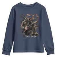 Vintage Bigfoot Playing Guitar 250 Years Youth Sweatshirt 1776 2026 Bigfoot Patriotic USA Flag Sasquatch