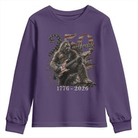 Vintage Bigfoot Playing Guitar 250 Years Youth Sweatshirt 1776 2026 Bigfoot Patriotic USA Flag Sasquatch