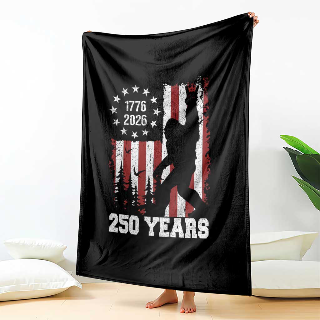 Vintage Bigfoot USA 250th Anniversary Throw Blanket 250 Years Of Freedom US Flag Independence Day 4th July Patriotic