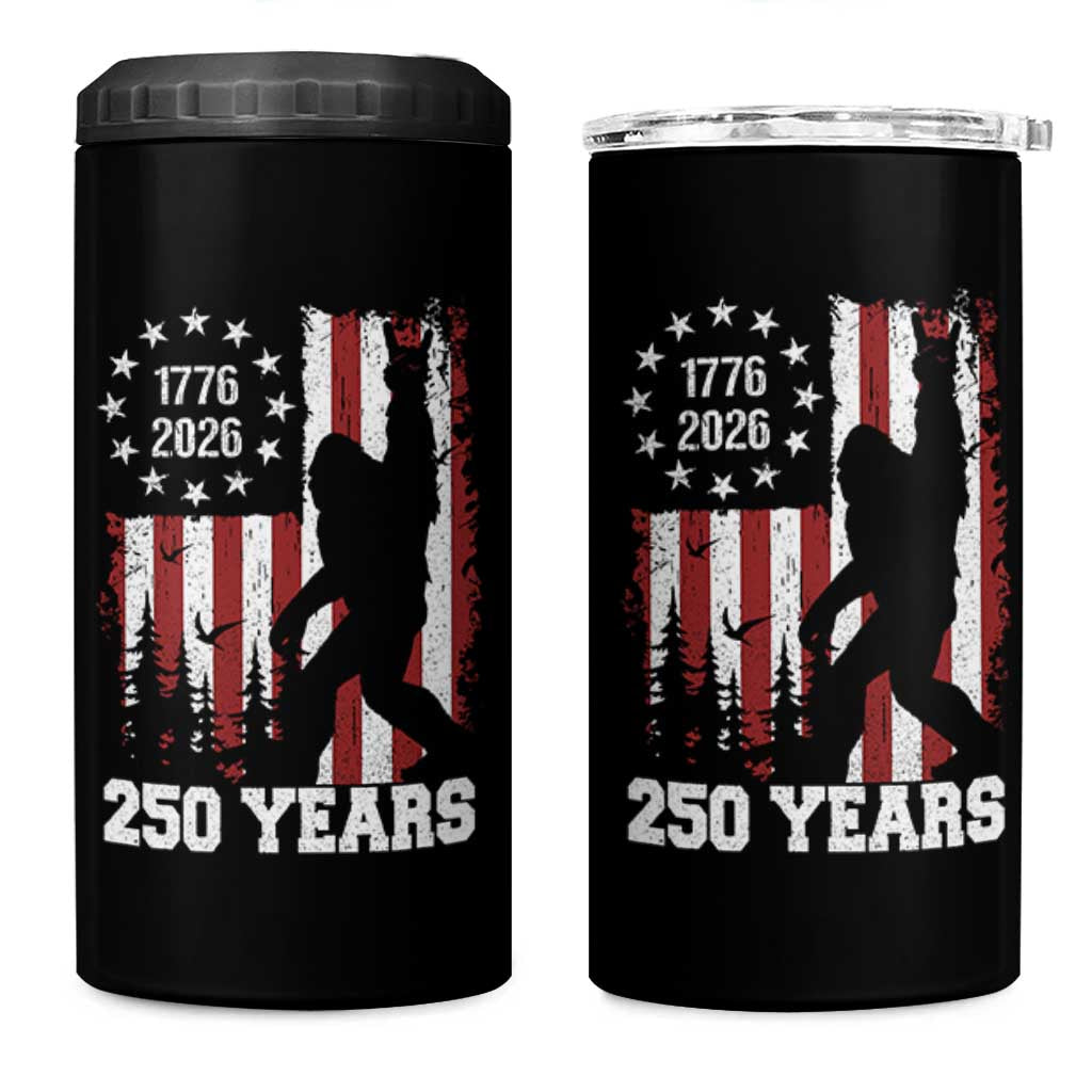 Vintage Bigfoot USA 250th Anniversary 4 in 1 Can Cooler Tumbler 250 Years Of Freedom US Flag Independence Day 4th July Patriotic