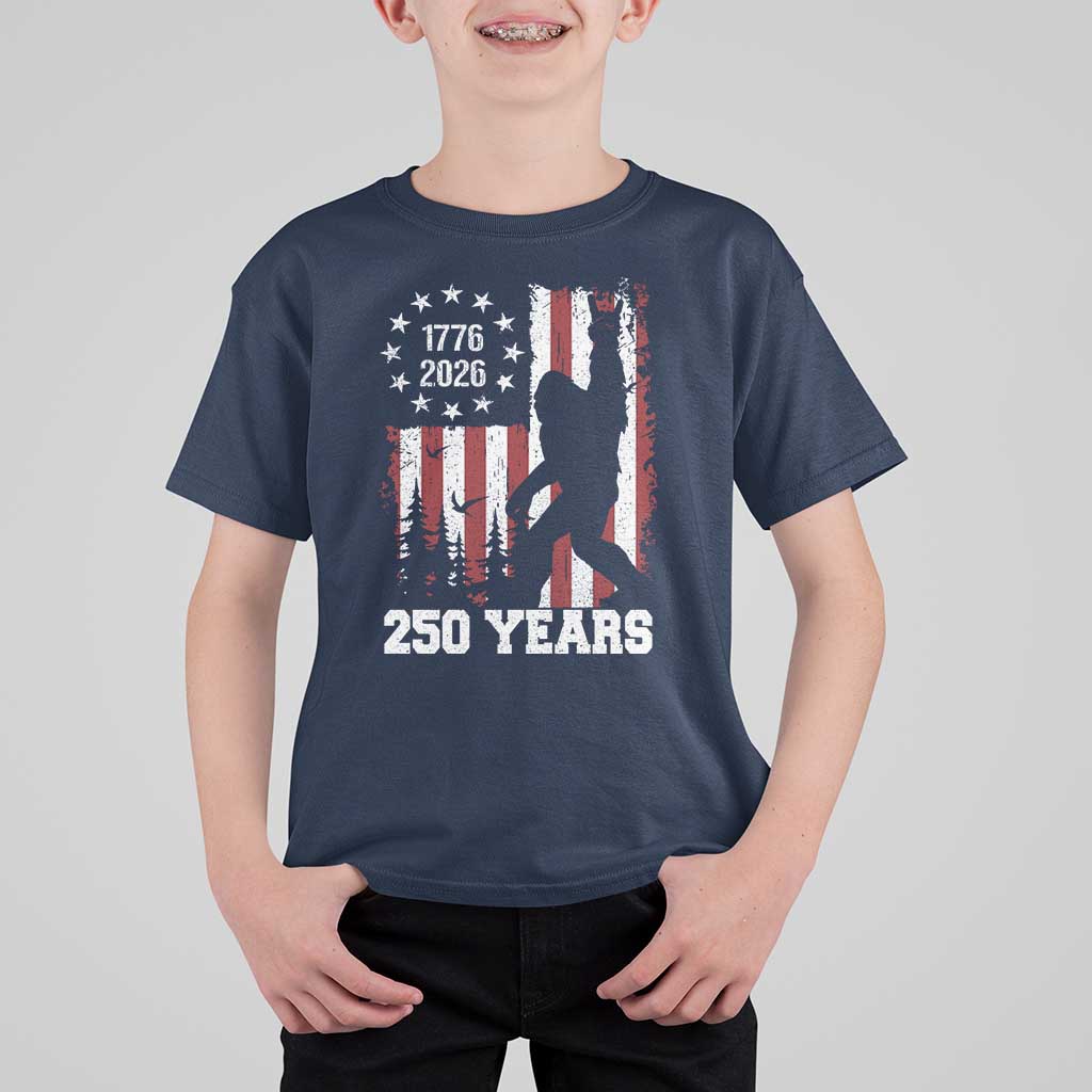 Vintage Bigfoot USA 250th Anniversary T Shirt For Kid 250 Years Of Freedom US Flag Independence Day 4th July Patriotic