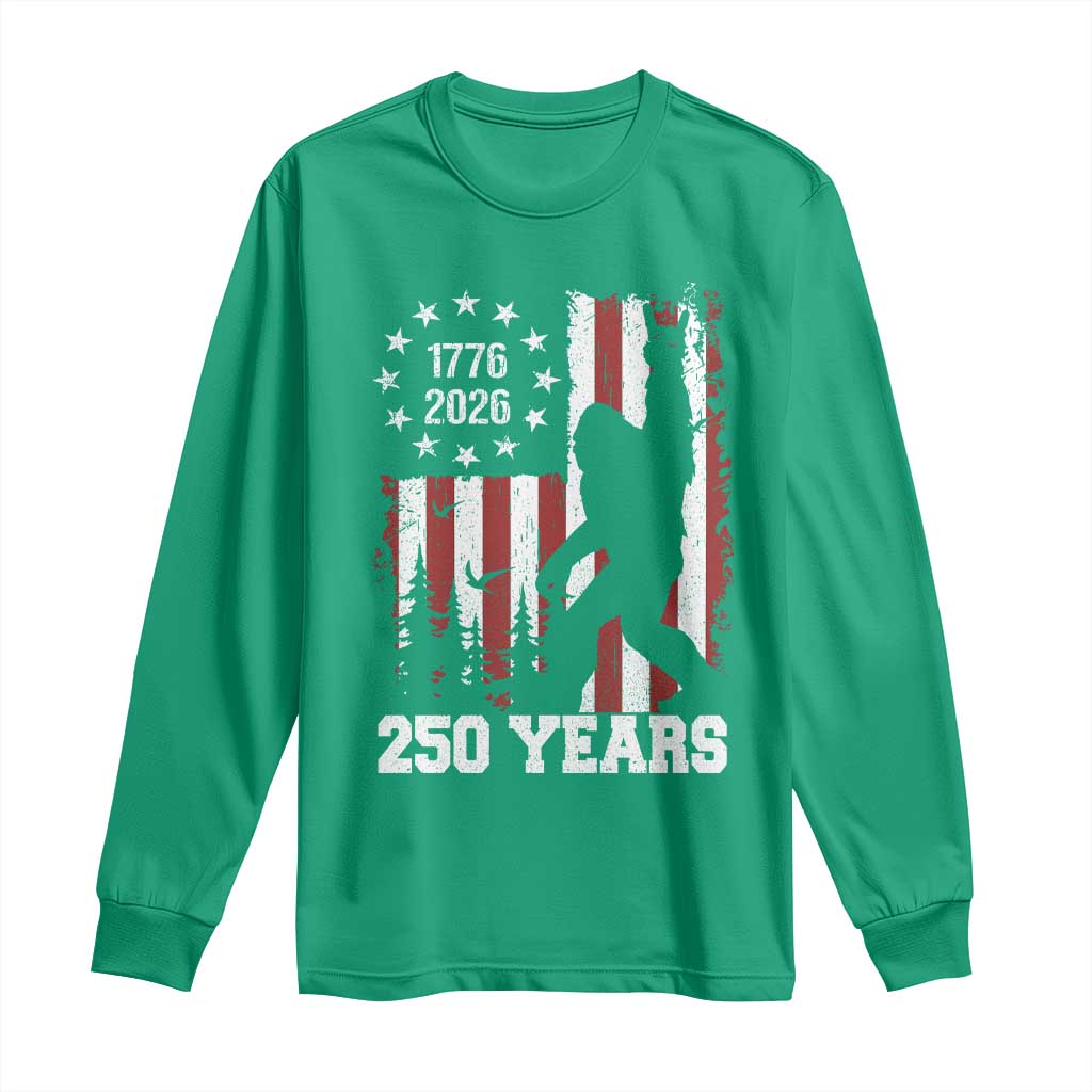Vintage Bigfoot USA 250th Anniversary Long Sleeve Shirt 250 Years Of Freedom US Flag Independence Day 4th July Patriotic