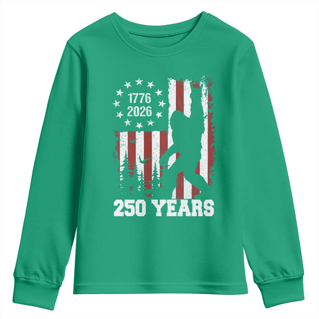 Vintage Bigfoot USA 250th Anniversary Youth Sweatshirt 250 Years Of Freedom US Flag Independence Day 4th July Patriotic