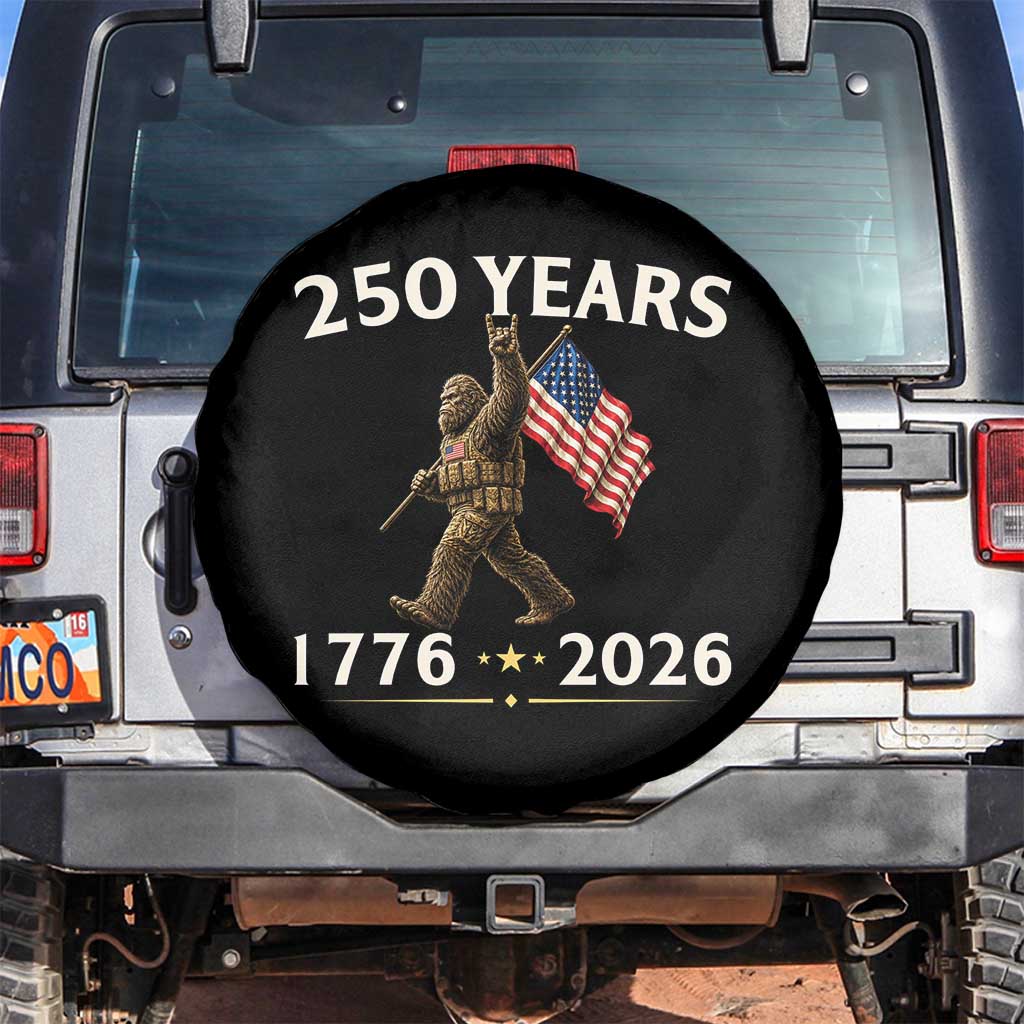 Bigfoot USA 250th Anniversary Spare Tire Cover Sasquatch 250 Years Vintage American Flag Patriotic 4th of July