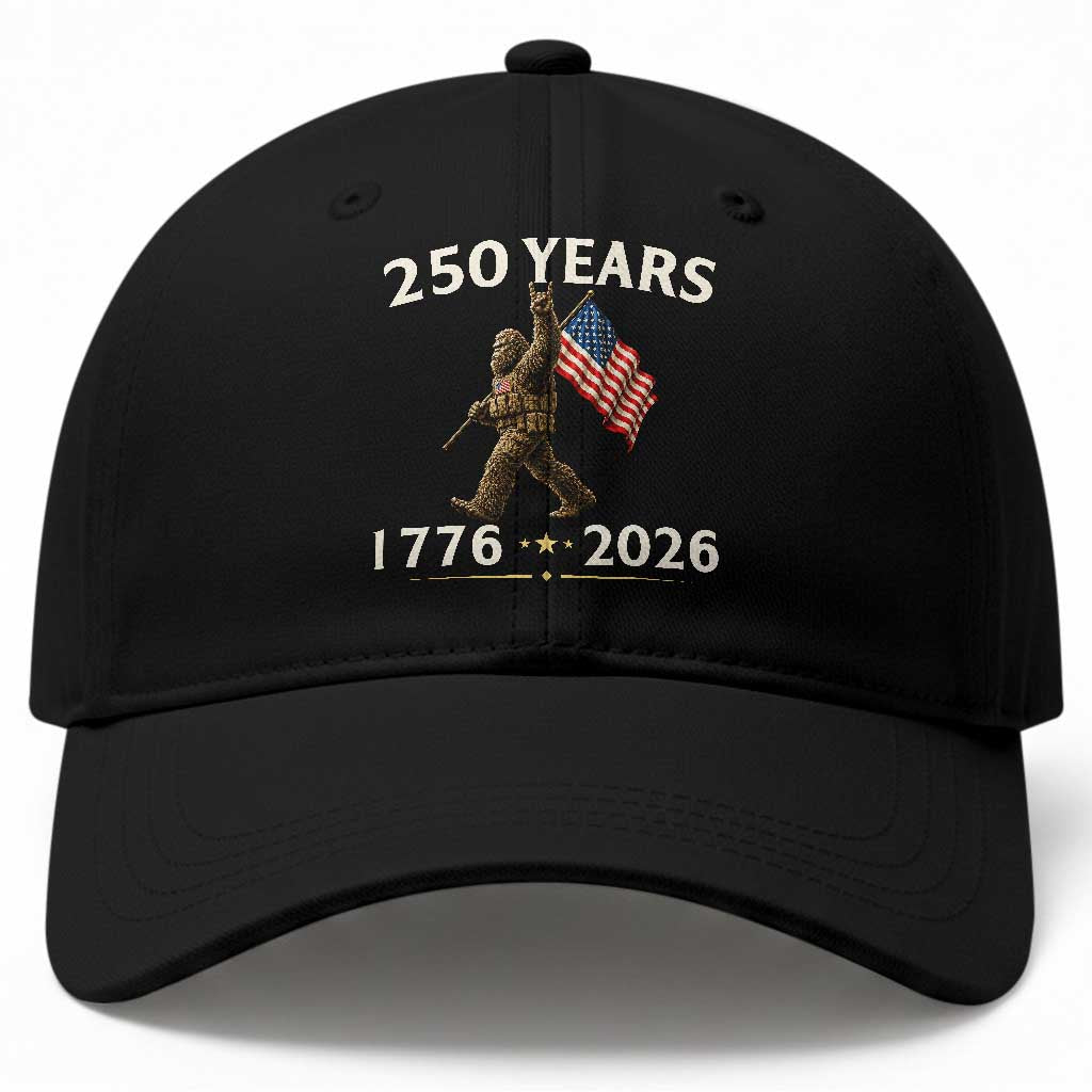 Bigfoot USA 250th Anniversary Baseball Cap Sasquatch 250 Years Vintage American Flag Patriotic 4th of July