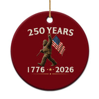 Bigfoot USA 250th Anniversary Ceramic Ornament Sasquatch 250 Years Vintage American Flag Patriotic 4th of July