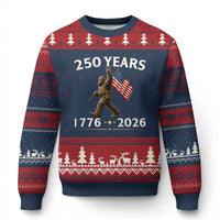 Bigfoot USA 250th Anniversary Ugly Christmas Sweater Sasquatch 250 Years Vintage American Flag Patriotic 4th of July